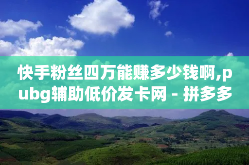 快手粉丝四万能赚多少钱啊,pubg辅助低价发卡网 - 拼多多业务自助平台 - 拼多多免费助力网站入口-第1张图片-靖非智能科技传媒