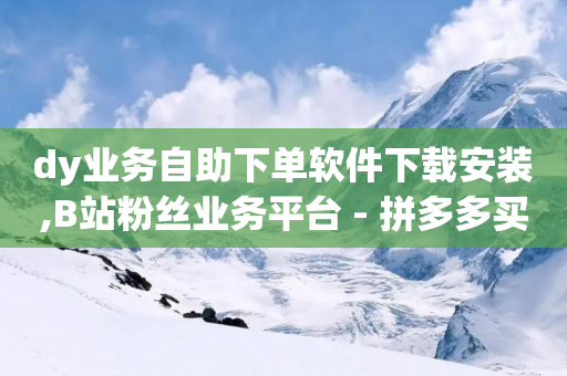 dy业务自助下单软件下载安装,B站粉丝业务平台 - 拼多多买了200刀全被吞了 - 拼多多扫码助力群微信裙-第1张图片-靖非智能科技传媒