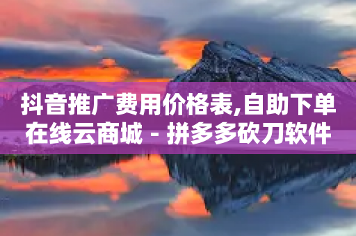 抖音推广费用价格表,自助下单在线云商城 - 拼多多砍刀软件代砍平台 - 拼多多销量软件-第1张图片-靖非智能科技传媒