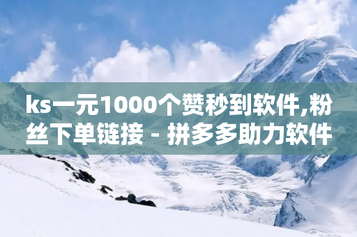 ks一元1000个赞秒到软件,粉丝下单链接 - 拼多多助力软件 - 钻石兑换卡积分元宝福卡-第1张图片-靖非智能科技传媒