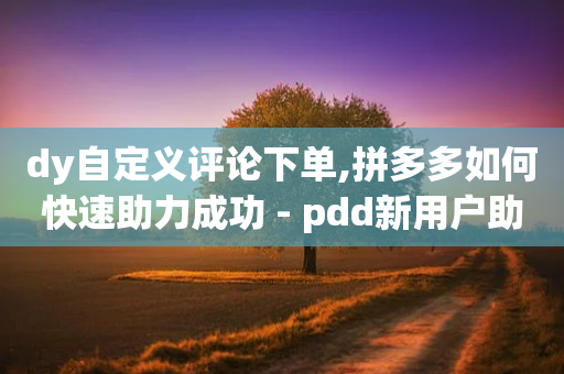 dy自定义评论下单,拼多多如何快速助力成功 - pdd新用户助力网站 - 拼多多新号700能成功吗-第1张图片-靖非智能科技传媒