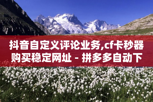 抖音自定义评论业务,cf卡秒器购买稳定网址 - 拼多多自动下单5毛脚本下载 - 拼多多助力群聊-第1张图片-靖非智能科技传媒