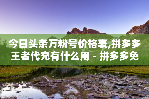 今日头条万粉号价格表,拼多多王者代充有什么用 - 拼多多免费助力工具最新版 - 拼多多互赞群二维码群聊-第1张图片-靖非智能科技传媒