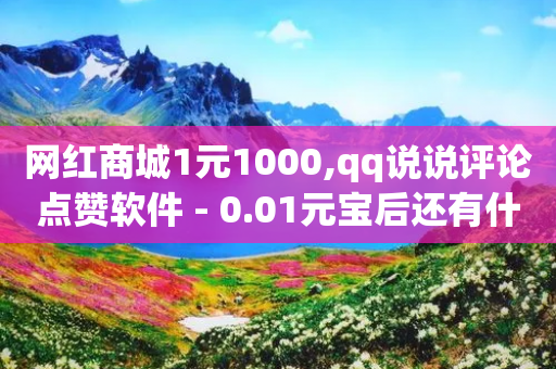 网红商城1元1000,qq说说评论点赞软件 - 0.01元宝后还有什么套路 - 拼多多刷助力网站-第1张图片-靖非智能科技传媒