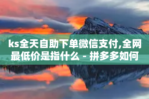 ks全天自助下单微信支付,全网最低价是指什么 - 拼多多如何快速助力成功 - 拼多多怎么扫码有现金-第1张图片-靖非智能科技传媒