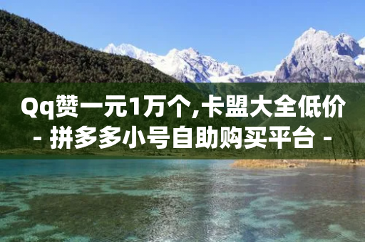 Qq赞一元1万个,卡盟大全低价 - 拼多多小号自助购买平台 - 拼多多的东西去闲鱼卖可以吗-第1张图片-靖非智能科技传媒